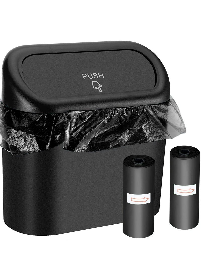 SCIENISH - SCIENISH Mini Car Trash Can Bin with Lid and 60pcs Trash Bags Small Car Garbage Can Leakproof Car Accessories Trash Bin Car Dustbin Organizer Container - Image 1