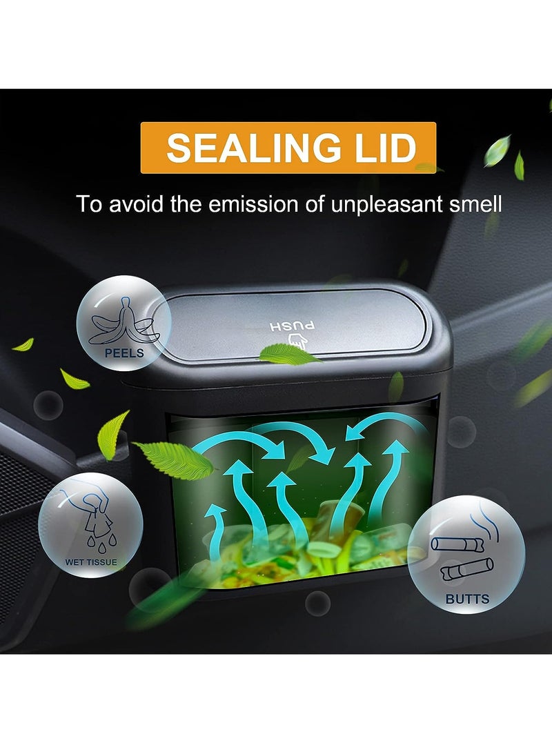 SCIENISH - SCIENISH Mini Car Trash Can Bin with Lid and 60pcs Trash Bags Small Car Garbage Can Leakproof Car Accessories Trash Bin Car Dustbin Organizer Container - Image 1