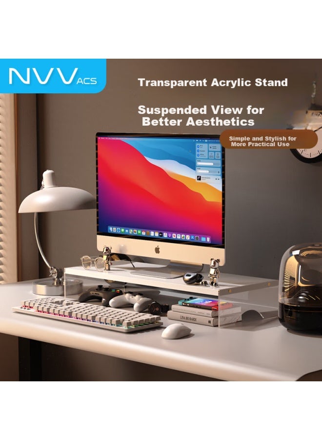 Nvv Dual Monitor Stand Desktop Computer Stand Computer Desk Pad Office Notebook Stand Desktop Storage Acrylic Base Storage Rack Np-31S - Image 3