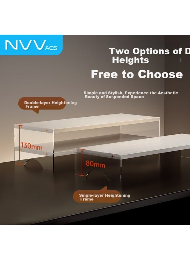 Nvv Dual Monitor Stand Desktop Computer Stand Computer Desk Pad Office Notebook Stand Desktop Storage Acrylic Base Storage Rack Np-31S - Image 2