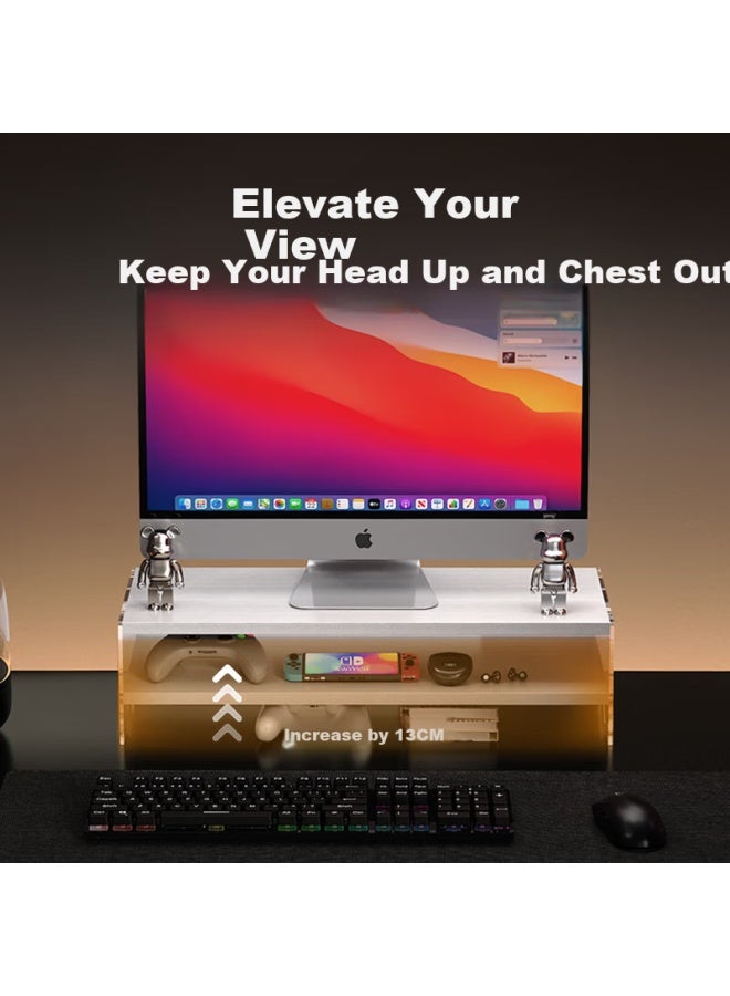 Nvv Dual Monitor Stand Desktop Computer Stand Computer Desk Pad Office Notebook Stand Desktop Storage Acrylic Base Storage Rack Np-31S - Image 4