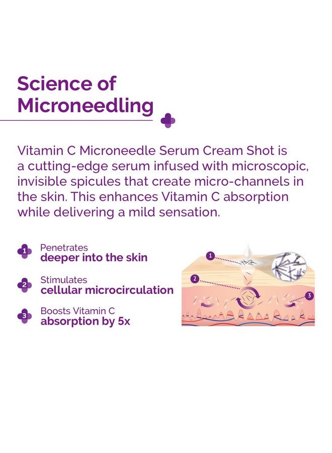 The Derma Co 50000 PPM Vitamin C Microneedle Face Serum Shot | 5x Higher Penetration | For Dull Skin | Boost Collagen & Makes Skin Glow | For Brightening & Radiant Skin | Non Sticky | Glutathione, Panthenol & Hyaluronic - 10g - Image 3