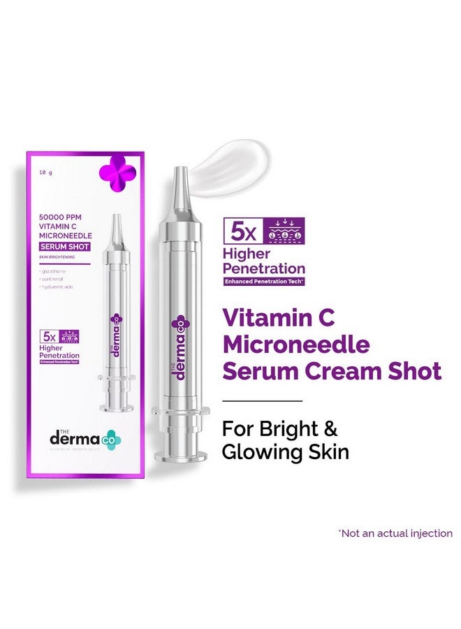 The Derma Co 50000 PPM Vitamin C Microneedle Face Serum Shot | 5x Higher Penetration | For Dull Skin | Boost Collagen & Makes Skin Glow | For Brightening & Radiant Skin | Non Sticky | Glutathione, Panthenol & Hyaluronic - 10g - Image 2