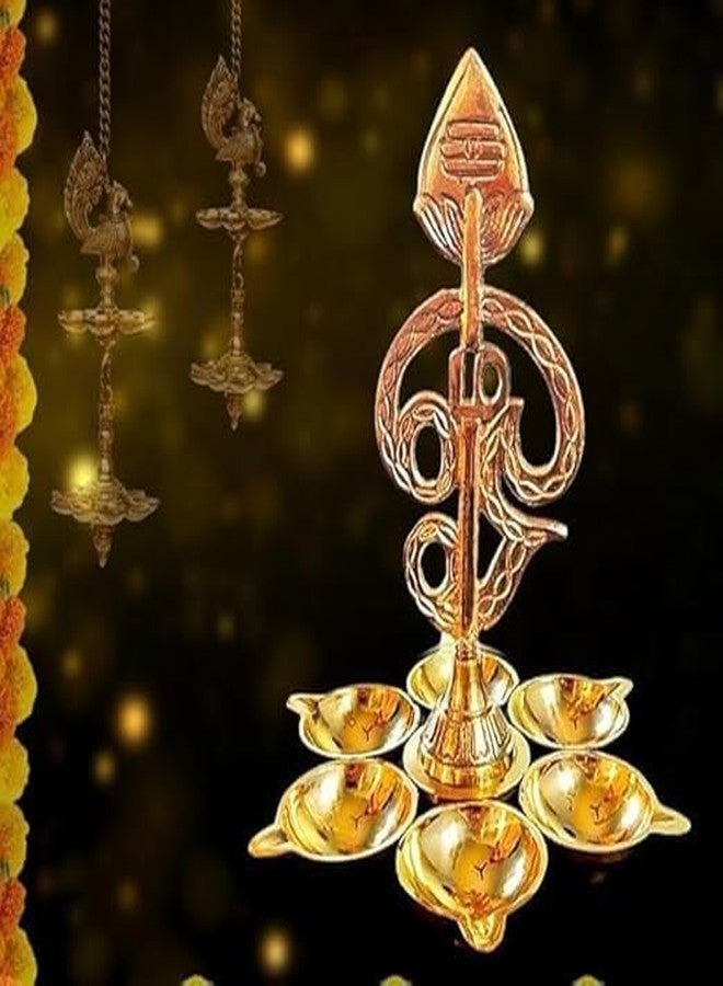 Soul Spark Technologies Arumuga Om Vel Vilakku – 6 Inch Brass Murugan Vel Lamp for Pooja | Om Vilakku Murugan Vel with Plate | Vel Vilakku Murugan 6 Mugam | Om Deepam Vilaku for Home Temple & Sasti Pooja - Image 3