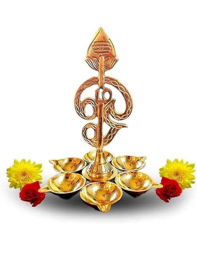 Soul Spark Technologies Arumuga Om Vel Vilakku – 6 Inch Brass Murugan Vel Lamp for Pooja | Om Vilakku Murugan Vel with Plate | Vel Vilakku Murugan 6 Mugam | Om Deepam Vilaku for Home Temple & Sasti Pooja - Image 1