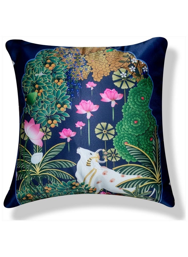 Vendola Decorative Satin 250TC Sofa Cushion Pillow Covers, Multicolor, Set of 5 Ethnic Cushion Covers(Palace,24x24 Inches) - Image 2