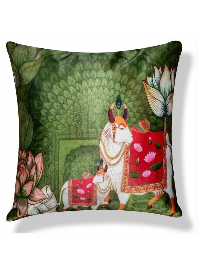 Vendola Decorative Satin 250TC Sofa Cushion Pillow Covers, Multicolor, Set of 5 Ethnic Cushion Covers(Palace,24x24 Inches) - Image 3