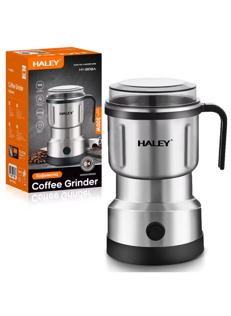 Haley مطحنة حبوب قهوة كهربائية محمولة متعددة الوظائف من الفولاذ المقاوم للصدأ بقدرة 300 وات - Image 1