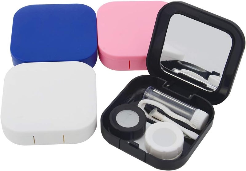 Ahier AHIER Portable Contact Lens Case Travel Kit Mirror bottle  tweezers Container Holder 4 pack  - Image 3
