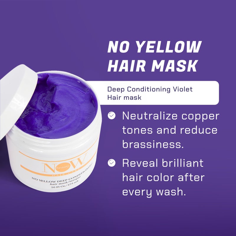 NOW BEAUTY Deep Conditioning Purple Mask - For Dry, Damaged & Blonde Hair - Regenerating, Vegan, Color Safe, Sulfate-Free - For All Genders - 16 oz - Image 2