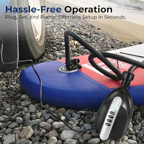 SereneLife Inflatable Paddle Board Pump Compressor - 16PSI High Pressure SUP Inflator - 12V DC Car Connector - Electric Air Pump for Paddle Boards, Boats, Rafts, Pool Toys, Water Sports - Image 3