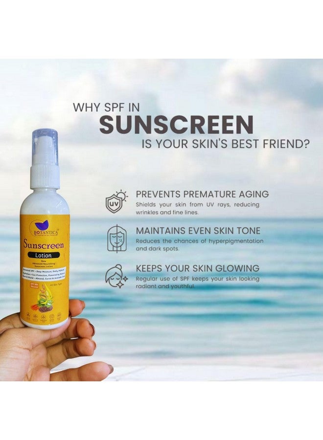 BOTANTICA Herbals Almond Avocado & Carrot Sunscream with SPF 50+++ | UVA|UVB & IRA Protector| Protects from Harmful UV rays and prevents tanning-(100 gm) Pack of 1|Youthfull Skin|Reduce Age Spot|Recuce Blemishes|Carrot Extract|Vitamin E|All Skin Type|AloeVera Extract|Anti Ageing Effect - Image 4