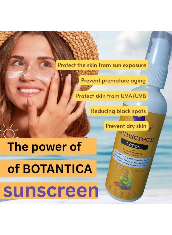 BOTANTICA Herbals Almond Avocado & Carrot Sunscream with SPF 50+++ | UVA|UVB & IRA Protector| Protects from Harmful UV rays and prevents tanning-(100 gm) Pack of 1|Youthfull Skin|Reduce Age Spot|Recuce Blemishes|Carrot Extract|Vitamin E|All Skin Type|AloeVera Extract|Anti Ageing Effect - Image 3