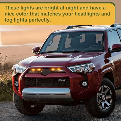 BreTrewri Led Grill Grille Light for 2021 2022 2023 2024 Toyota 4Runner Sr5 Limited TRD-pro Sport Off-Road Front Raptor Lights for Toyota 4Runner Emblems (Amber Lights+Emblems) - Image 5