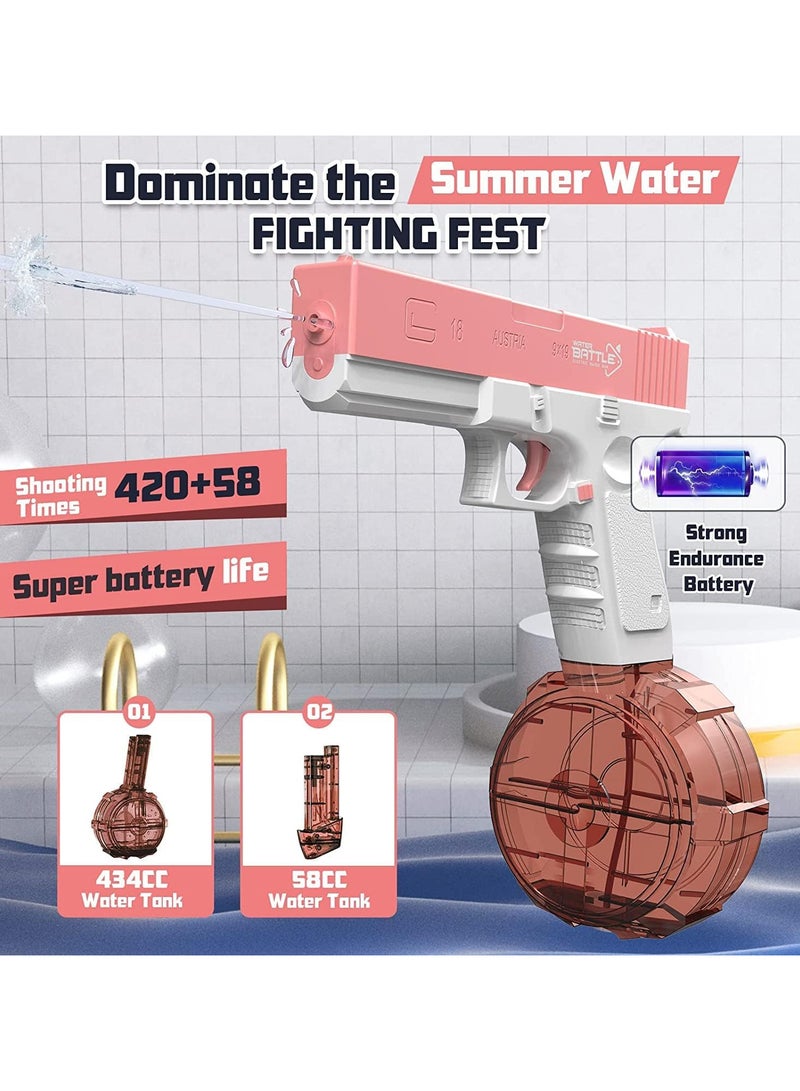 مسدس مياه NiceYlotos - مسدس مياه كهربائي بمدى طويل 32 قدمًا، مسدسات رش عالية الضغط، مسدس مياه عالي السعة ومسدسات مياه للبالغين والأطفال (مسدس الماء الزهري) - Image 2