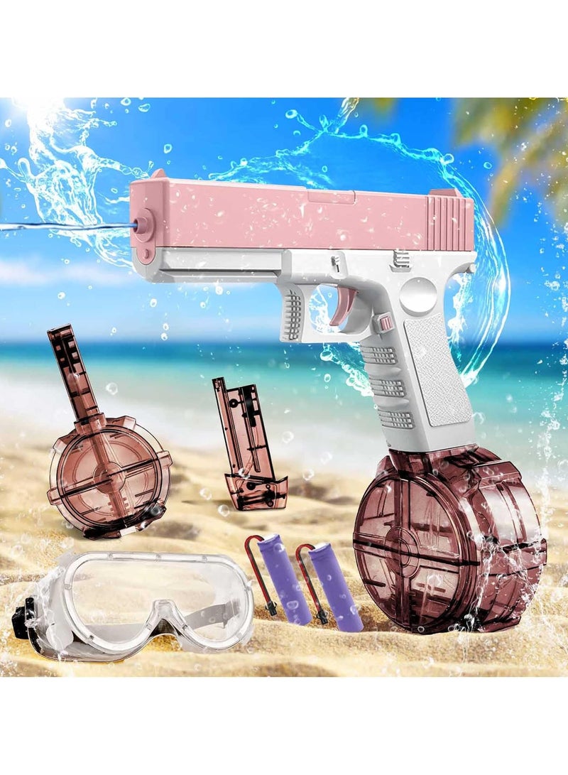 مسدس مياه NiceYlotos - مسدس مياه كهربائي بمدى طويل 32 قدمًا، مسدسات رش عالية الضغط، مسدس مياه عالي السعة ومسدسات مياه للبالغين والأطفال (مسدس الماء الزهري) - Image 1