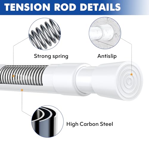 Corklatta 2 Pack White Tension Curtain Rods Adjustable 16-39 Inch, Tension Rod with 4 Holders,No-Drill Curtain Rods for Window, Kitchen, Bathroom - Image 2