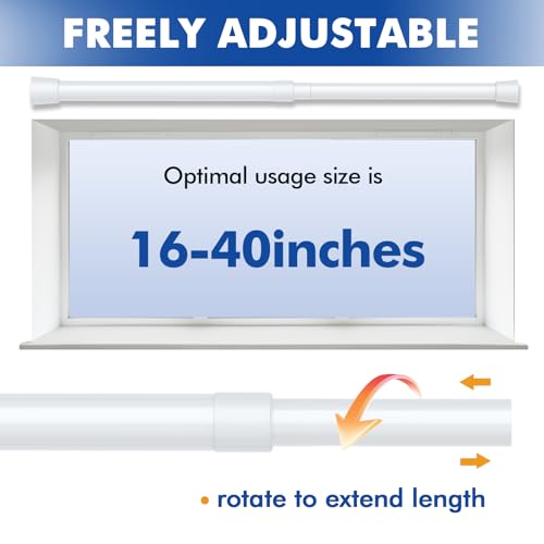 Corklatta 2 Pack White Tension Curtain Rods Adjustable 16-39 Inch, Tension Rod with 4 Holders,No-Drill Curtain Rods for Window, Kitchen, Bathroom - Image 4
