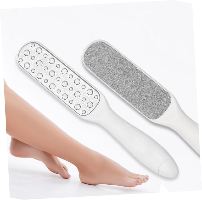 2 Pcs Double-Sided Stainless Steel Foot Callus Remover with Ergonomic Handle for Safe Dead Skin Exfoliation and Hard Skin Removal Heels and Feet White - Image 3