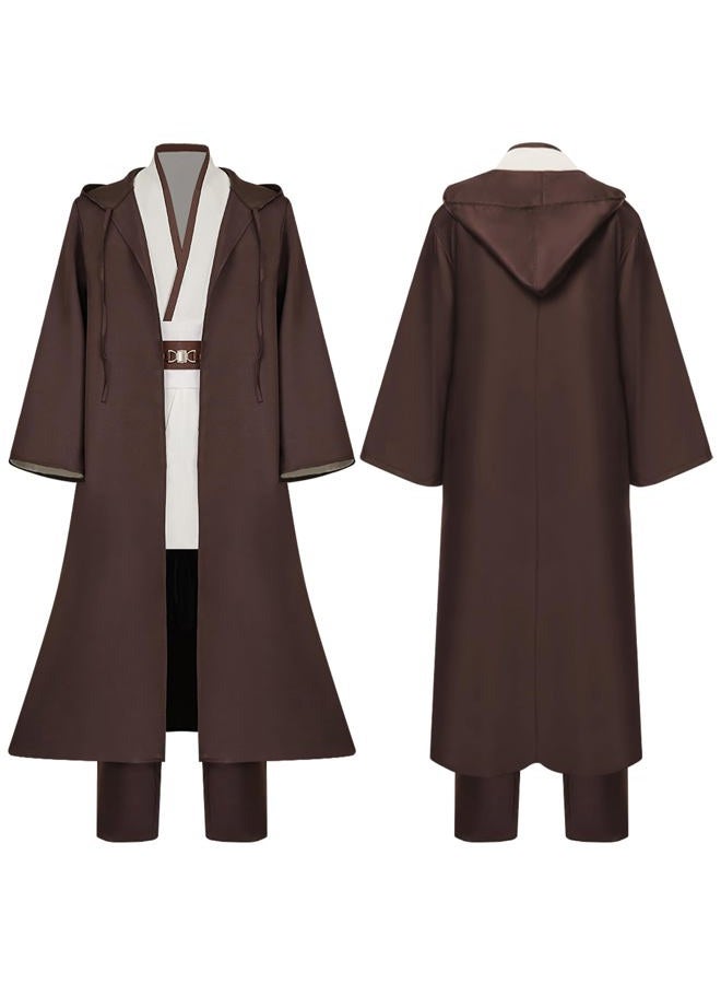WECOS Tunic Hooded Robe Halloween Cosplay Costume for Mens Three Versions (Large, White Full Set) - Image 4