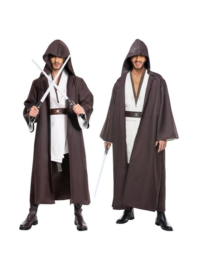 WECOS Tunic Hooded Robe Halloween Cosplay Costume for Mens Three Versions (Large, White Full Set) - Image 5