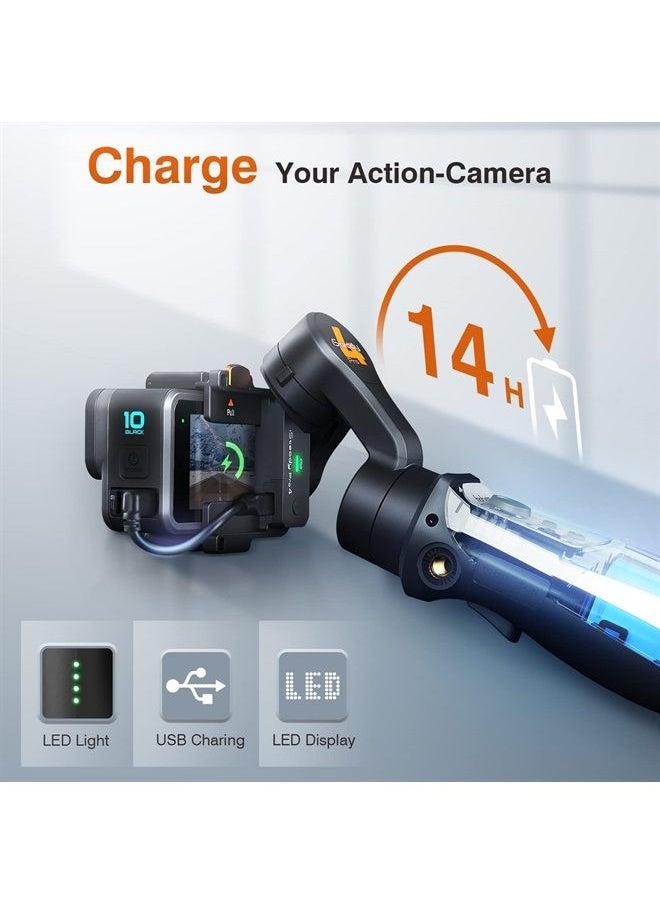hohem - مثبت ثلاثي المحاور لكاميرا Gopro Hero 11/10/9، مثبت محمول لكاميرا Gopro لتسجيل الفيديو، مقاوم للماء IPX4، تحكم بلوتوث، متوافق مع كاميرا Osmo، كاميرا YI، Insta360، hohem iSteady Pro4 - Image 1