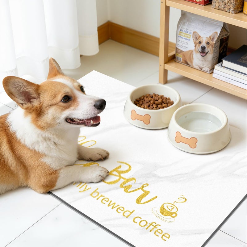 Findosom Dish Drying Mat, 12"x 20" Super Absorbent & Hide Stain Coffee Mat, Cuttable Drying Mat for Kitchen Counter, Coffee Bar Accessories, Under Dish Rack, Coffee Maker, Espresso Machine, White - Image 3