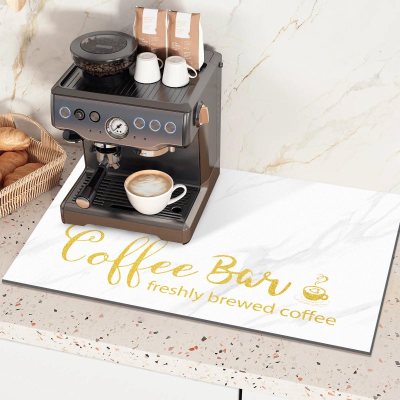 Findosom Dish Drying Mat, 12"x 20" Super Absorbent & Hide Stain Coffee Mat, Cuttable Drying Mat for Kitchen Counter, Coffee Bar Accessories, Under Dish Rack, Coffee Maker, Espresso Machine, White - Image 5