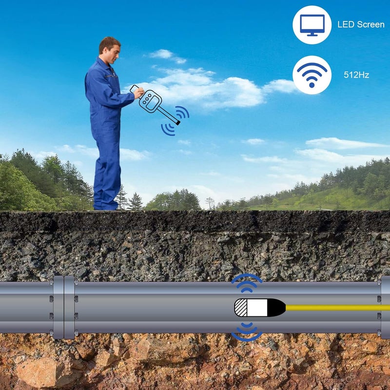 klarako 512HZ Pipe Locator Receiver, Underground Pipeline Tester Locator Sewer Inspection Receiver Portable Drain Sewer Locator Detector Plumbing Snake Pipe Locators, with LED Screen, for Exploration - Image 3