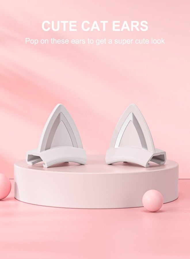 ONITOON White Cat Ears for Headphone, Silicone Cute Kitty Ears Attachment, Lovely Detachable Accessories Fit for Gaming Headset, Lightweight & Durable - Image 2