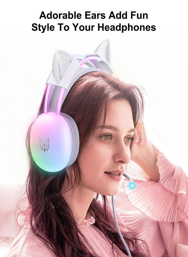 ONITOON White Cat Ears for Headphone, Silicone Cute Kitty Ears Attachment, Lovely Detachable Accessories Fit for Gaming Headset, Lightweight & Durable - Image 4