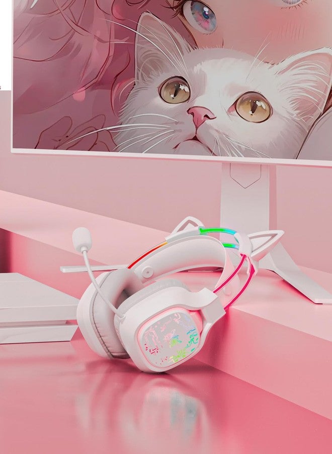 ONITOON White Cat Ears for Headphone, Silicone Cute Kitty Ears Attachment, Lovely Detachable Accessories Fit for Gaming Headset, Lightweight & Durable - Image 5