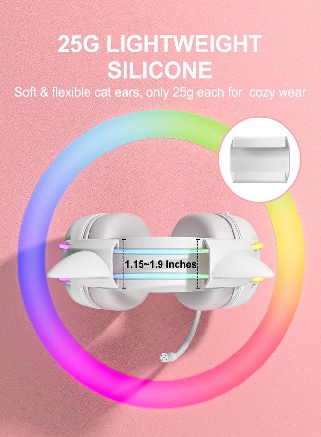 ONITOON White Cat Ears for Headphone, Silicone Cute Kitty Ears Attachment, Lovely Detachable Accessories Fit for Gaming Headset, Lightweight & Durable - Image 3