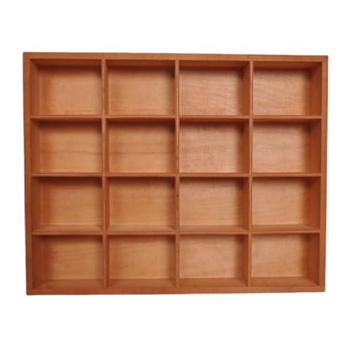 LONG TAO 1 Pcs 13.4''x10.6''x2'' Wooden Storage Divider Box Showcase Display Box Organization Tabletop Box with 16 Compartments for Home Craft Office Kitchen Storage (Vintage Color) - Image 1