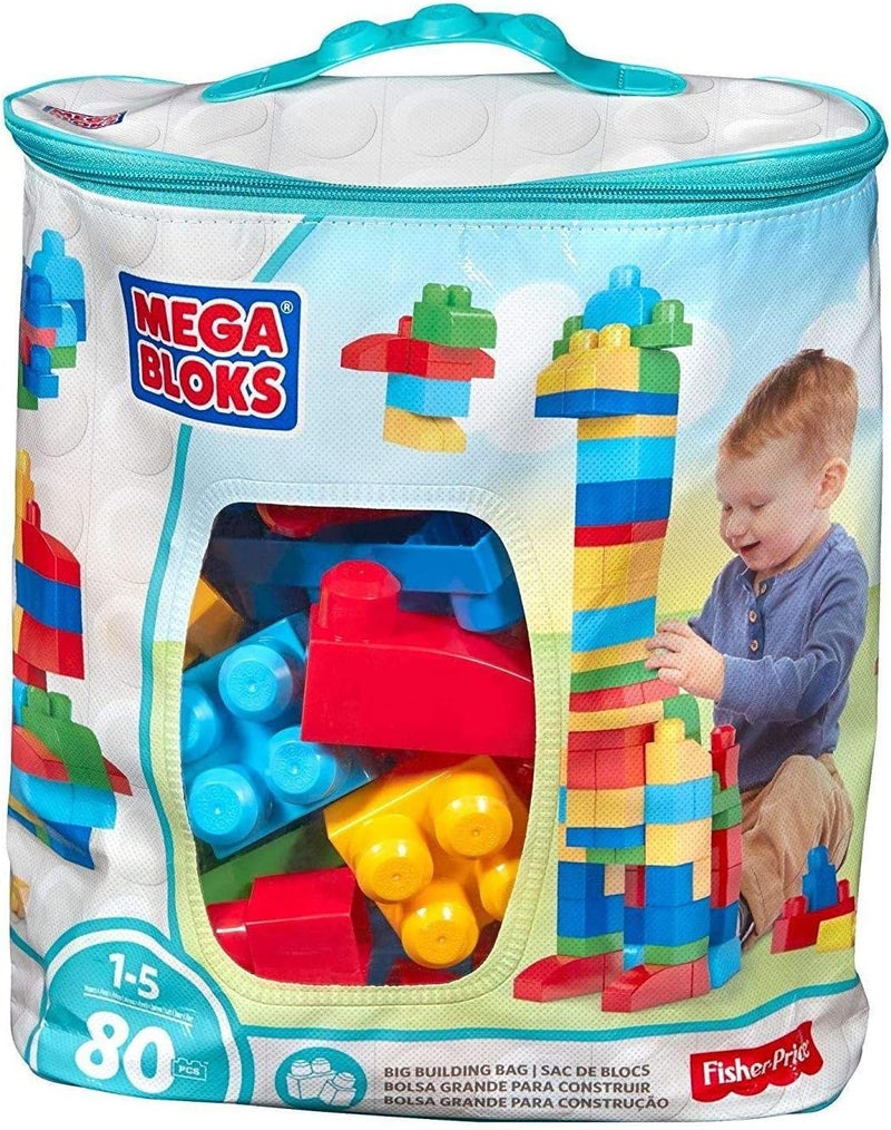 Bloks First Builders Big Building Bag with Big Building Blocks, Building Toys for Toddlers (80 Pieces)