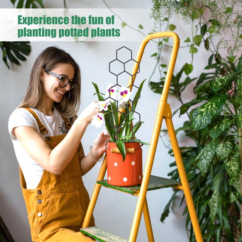 WellSign Small Trellis for Potted Plants, 15.94 inch Metal Plant Trellis for Climbing Plants Indoor Pot Honeycomb Shape Lattice for Ivy Vines Hoya Houseplants Flower 2 Pack - Image 3