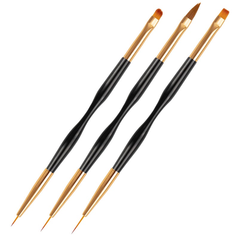 TOCOLES Nail Art Brushes 3PCS Nail Brush Set with Gel Polish Pens and Liner Brush for Home and Professional Salon Use - Image 1