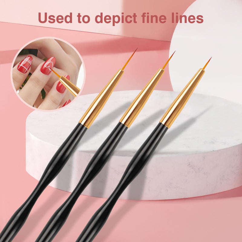TOCOLES Nail Art Brushes 3PCS Nail Brush Set with Gel Polish Pens and Liner Brush for Home and Professional Salon Use - Image 3