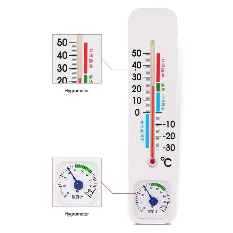 Thermometer Humidity Thermometer -30℃ to 50℃ Without Batteries for Home Office Barn 249x56x12mm - Image 3