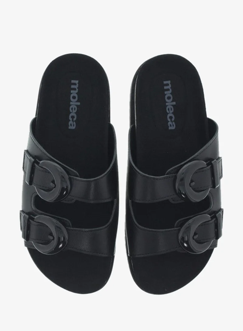 Moleca Black Flat Sandals for Women – Stylish Ladies Flat Sandals & Comfortable Flat Slippers for Women | Best Price UAE