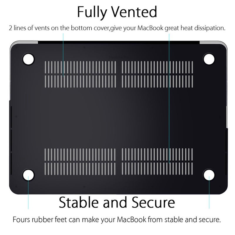 UESWILL Matte Hard Shell Case Cover Compatible with MacBook Pro (Retina, 13 inch, Early 2015/2014/2013/Late 2012), Model A1502/A1425, No CD-ROM, No USB-C, Black - Image 5