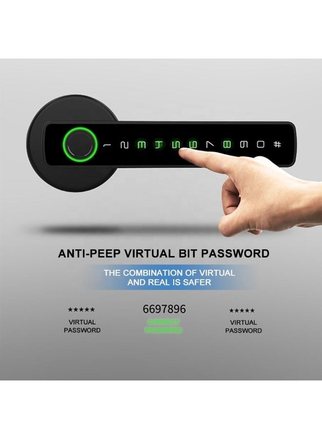 ايست من نون قفل باب رقمي ذكي مع لوحة مفاتيح، وفتح ببصمة الإصبع، والتحكم بتطبيق بلوتوث، وقفل تلقائي، ونسخة احتياطية لمفتاح الطوارئ، أسود 151 × 28 مم - Image 4