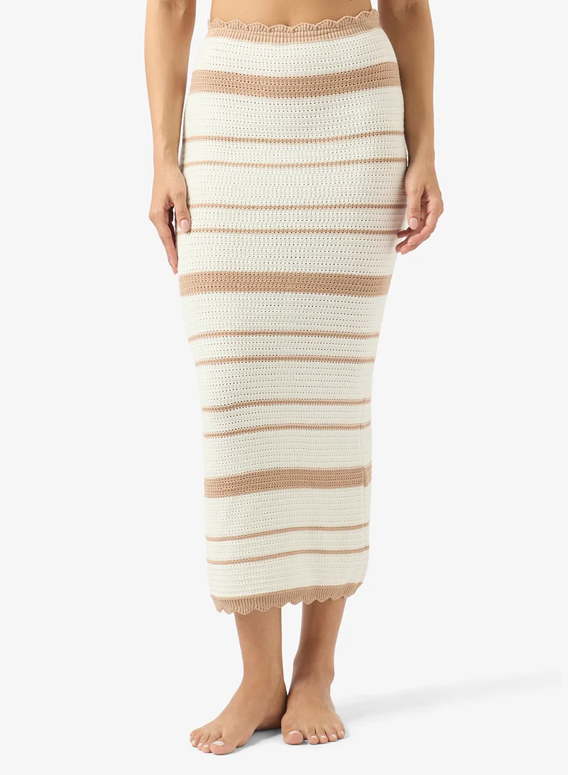Soleira  Stripe Beach Top & Skirt Set for Women | Best Price UAE