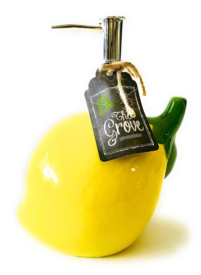 Home Essentials Ceramic Lemon Shaped Soap Dispenser- Lotion Dispenser for Kitchen or Bathroom Countertops - Image 2