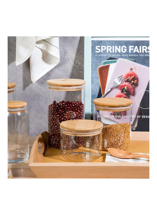 DANUBE HOME Pismo Glass Storage Jar Bamboo Lid Clear 1000 ml Glass Simple Food Container Modern Food Or Spice Storage