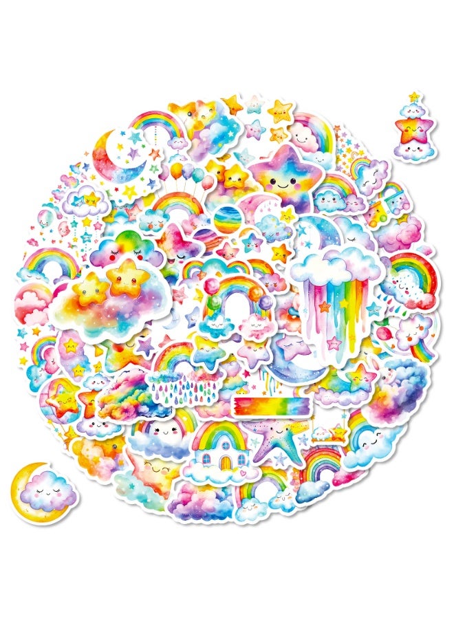٥٠ قطعة من ملصقات النجوم والقمر وقوس قزح الملونة لزجاجات المياه، ملصقات جميلة وعصرية مقاومة للماء، مناسبة للأكواب والهواتف والدراجات والقيثارات والحقائب والبيانو وألواح التزلج - Image 1