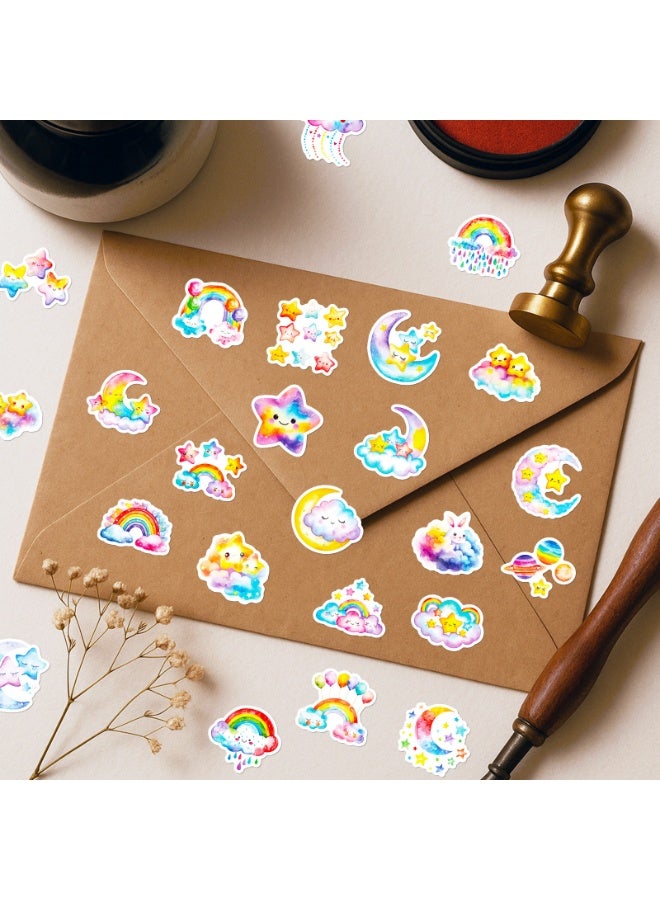 ٥٠ قطعة من ملصقات النجوم والقمر وقوس قزح الملونة لزجاجات المياه، ملصقات جميلة وعصرية مقاومة للماء، مناسبة للأكواب والهواتف والدراجات والقيثارات والحقائب والبيانو وألواح التزلج - Image 5