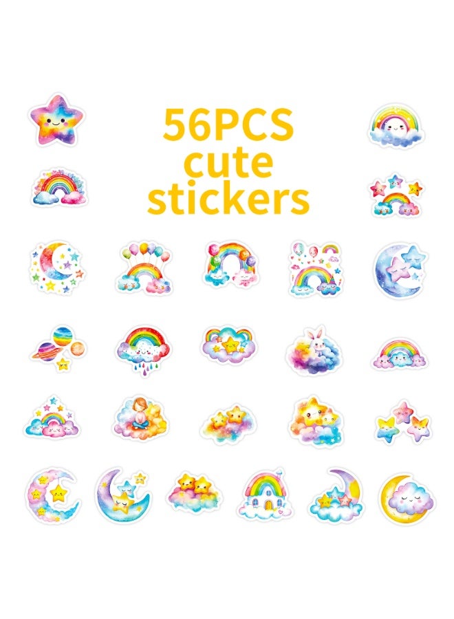 ٥٠ قطعة من ملصقات النجوم والقمر وقوس قزح الملونة لزجاجات المياه، ملصقات جميلة وعصرية مقاومة للماء، مناسبة للأكواب والهواتف والدراجات والقيثارات والحقائب والبيانو وألواح التزلج - Image 2