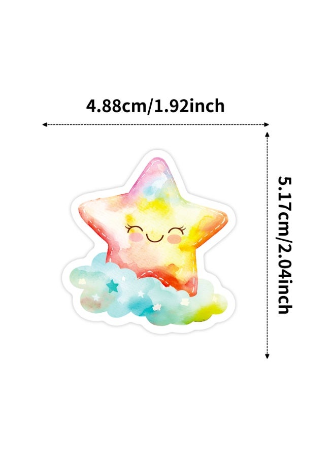 ٥٠ قطعة من ملصقات النجوم والقمر وقوس قزح الملونة لزجاجات المياه، ملصقات جميلة وعصرية مقاومة للماء، مناسبة للأكواب والهواتف والدراجات والقيثارات والحقائب والبيانو وألواح التزلج - Image 4