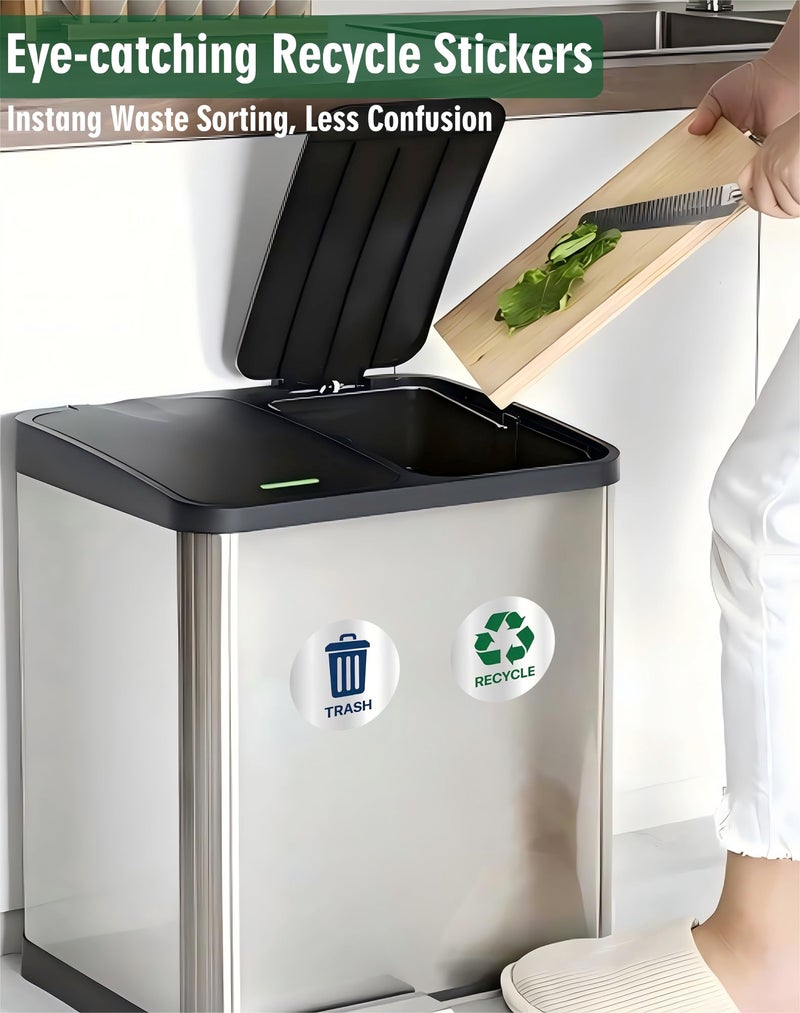 CLVJQ Recycle Stickers for Trash Bins 4Pcs, Waterproof Self-Adhesive Trash and Recycle Stickers for Home, Office, Hotel, Apartment, School, Recycling Signs for Indoor/Outdoor Garbage Can - Image 4